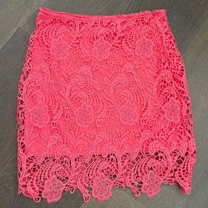 Never worn Hot Pink, crochet skirt. Ambiance Apparel size S